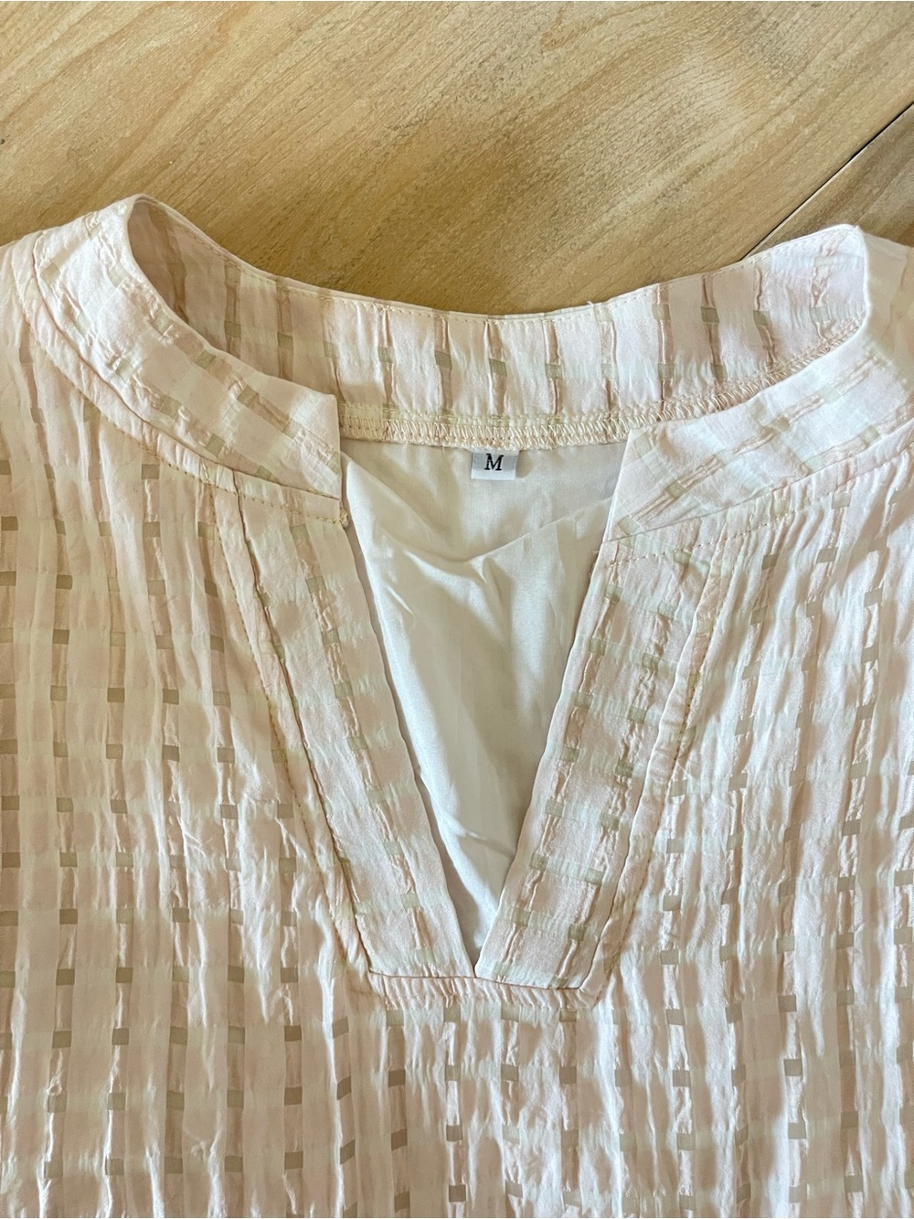 Pale Pink Swiss Dot Maxi Dress Tie Sleeve Detail Empire Waist V-neck Size Small - Picture 9 of 14